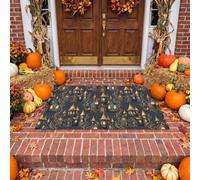 MULERN Paillasson de Halloween avec Dos en Caoutchouc | Château Flèches Architecture Gothique, Antidérapant Lavable et Absorbant, Tapis Entree Bienvenue pour Porte Interieur, 50x80 cm
