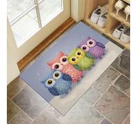 MULERN Paillasson Dessin Animé Mignon Tapis de Sol, Coloré Hibou Doux Super Absorbant Lavable en Machine à l'intérieur du Piège à Saletés pour Entrée, Couloir, Intérieur 90x150cm
