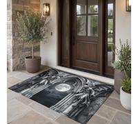 MULERN Paillasson d'halloween avec Imprimé Église Gargouilles | Tapis Architecture Gothique, Rectangulaire Antidérapant pour Entrée, Chambre à Coucher - Décoration Festive de Vacances, 80x120 cm