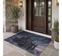 MULERN Paillasson d'halloween avec Imprimé Gothique Église | Tapis Sombre Architecture, Rectangulaire Antidérapant pour Entrée, Chambre à Coucher - Décoration Festive de Vacances, 80x120 cm