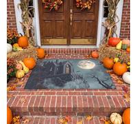 MULERN Paillasson D'Intérieur Halloween 50x80 cm pour Entrée | Antidérapant, Imprimé Falaises Châteaux Architecture Gothique, Lavable en Machine, Petit Tapis pour Cuisine, Entrée