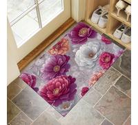 MULERN Paillasson d'intérieur Pivoine Pétales 40x60cm - Antidérapant Absorbant Lavable en Machine résistant à la Saleté, Tapis d'entrée pour Porte Arrière - Aquarelle Fleurs
