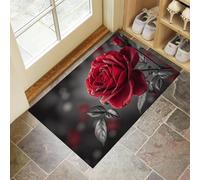 MULERN Paillasson d'intérieur Roses Rouges 40x60cm - Antidérapant Absorbant Lavable en Machine résistant à la Saleté, Tapis d'entrée pour Porte Arrière - Fleurs Photographie
