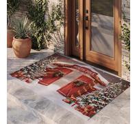 MULERN Paillasson D'Intérieur TapisdeNoel 60x90 cm pour Entrée | Antidérapant, Imprimé Porte du Pôle Nord Sapin De Noël Noël Scène, Lavable en Machine, Petit Tapis pour Cuisine, Entrée
