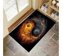 MULERN Paillasson Fantaisie Tapis de Sol, Eau Et Feu Yin Yang Doux Super Absorbant Lavable en Machine à l'intérieur du Piège à Saletés pour Entrée, Couloir, Intérieur 60x90cm
