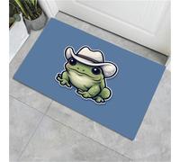 MULERN Paillasson Grenouille Cowboy Lavable pour l'intérieur - Tapis Poils Courts Dessin Animé Mignon, Antidérapant Pliable Paillasson pour Porte Entrée Salle de Bain Couloir, 90x150cm