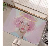 MULERN Paillasson Intérieur 40x60cm, Tapis Entrée Portrait De Fille Figure Auréole d'ange Antidérapant et Absorbant, Résistant Lavable, Tapis Entree pour Porte pour Porte Couloir et Balcon