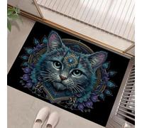 MULERN Paillasson Intérieur 80x120cm, Tapis Entrée Art Mandala Chat Mystique Antidérapant et Absorbant, Résistant Lavable, Tapis Entree pour Porte pour Porte Couloir et Balcon