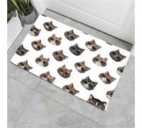 MULERN Paillasson Lunettes De Soleil Tête De Chat Lavable pour l'intérieur - Tapis Poils Courts Dessin Animé Tendance, Antidérapant Pliable Paillasson pour Porte Entrée Salle de Bain Couloir, 40x60cm