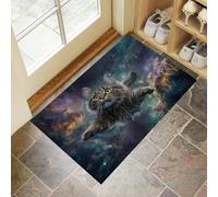 MULERN Paillasson Mignon Rêveur Tapis de Sol, Espace Chat Tigré Doux Super Absorbant Lavable en Machine à l'intérieur du Piège à Saletés pour Entrée, Couloir, Intérieur 80x120cm