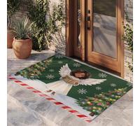MULERN Paillasson Noël Thème avec Imprimé Anges Filles Sapins De Noël | Tapis Rectangulaire Antidérapant pour Entrée, Chambre à Coucher - Décoration Festive de Vacances, 60x90 cm