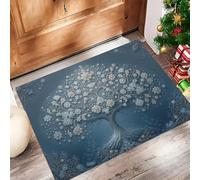 MULERN Paillasson pour et l'intérieur, 60x90cm Antidérapant Lavable Arbre De Vie Tapis d'Entrée, Art des Motifs Absorbantes Paillasson pour Porte Chambre, Cuisine, Couloir, Bleu
