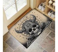 MULERN Paillasson Rétro Tapis de Sol, Casque De Guerre avec Hache Et Crâne Doux Super Absorbant Lavable en Machine à l'intérieur du Piège à Saletés pour Entrée, Couloir, Intérieur 80x120cm
