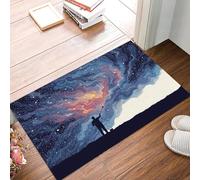MULERN Paillasson Silhouette De Nébuleuse Rêve De Créativité, Lavable en Machine Imperméable et antidérapant, 90x150cm Tapis Intérieur et Patio pour Couloir Cuisine Porte d'entrée (Violet-Bleu)