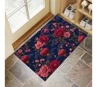 MULERN Paillasson Style Chinois Tapis de Sol, Lanternes Fleurs Doux Super Absorbant Lavable en Machine à l'intérieur du Piège à Saletés pour Entrée, Couloir, Intérieur 50x80cm