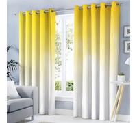 MULERN Rideau Occultant Isolant Thermique, Anti Froid Rideaux Opaque pour Chambre Coucher Salon Simple Décor Chambre, Motif Dégradé Blanc Jaune, 140L X 200H cm, 2 Panneaux, Jaune