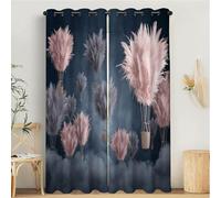MULERN Rideaux Occultant pour Chambre À Coucher Salon Cuisine, Oeillets Isolation Thermique Rideau Rêve, Plumes Montgolfière Bleu foncé Rideau Fenêtre, 140L X 200H cm, 2 Panneaux