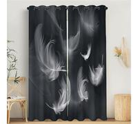 MULERN Rideaux Occultants 3D Flottant Plume Minimaliste Imprimé Rideau à Oeillets, Salon Chambre Enfant Décoration de Fenêtre, 140L X 240H cm 2 Panneaux Isolant Thermique Rideaux, Gris foncé