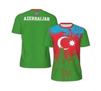 MULERN T-Shirt 3D Coloré avec Imprimé Drapeau De La Azerbaïdjan, T-Shirts Décontracté Manches Courtes Col Ras du Cou Unisexe pour Hommes Femmes, Tailles S-5XL