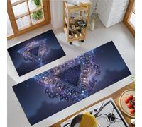 MULERN Tapis de Cuisine 2 Pièces - Tapis de Cuisine en Silicone antidérapant Lavable, Tapis Absorbants Futur Technologie pour la Salle à Manger l'entrée, 40x60cm+40x120cm, Géométrie Triangle