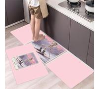 MULERN Tapis de Cuisine antidérapant 2 Pièces, Ensemble de Tapis Mystère Durable et Anti-Fatigue, Lavable pour la Cuisine Salle à Manger Salon, 50x80cm+50x150cm, Crâne De Skieur