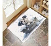 MULERN Tapis d'entrée d'intérieur, Baignoire Mousse Chien Lavable Blanc de 40x60cm avec Dos Antidérapant, Imprimé Dessin Animé, Paillasson Fin Super Doux pour Cuisine, Entrée, Chambre