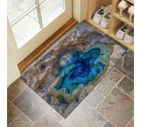 MULERN Tapis d'entrée d'intérieur, Bassins Troglodytiques Lavable Bleu de 50x80cm avec Dos Antidérapant, Imprimé Surréalisme, Paillasson Fin Super Doux pour Cuisine, Entrée, Chambre