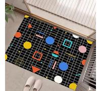 MULERN Tapis d'Entrée Interieur 40x60cm, Animaux Acceptés, Graphisme Géométrie des Maillages, Lavable en Machine Antidérapant, Convient Couloirs Corridors et Salons, Noir