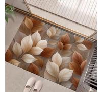 MULERN Tapis d'Entrée Interieur 50x80cm, Animaux Acceptés, Art des Feuilles Et Plantes d'automne, Lavable en Machine Antidérapant, Convient Couloirs Corridors et Salons, Brun rougeâtre