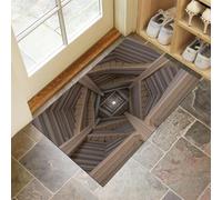 MULERN Tapis Entree Interieur 50x80cm, Cheminée Ossature Métallique, Tapis de Sol Absorbant Antidérapant Architecture Rétro, Paillasson Lavable Facile à Nettoyer, Paillasson Fin pour Couloir, Brun