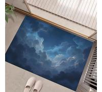 MULERN Tapis Entree Interieur 50x80cm, Paillasson Résumé avec Motif Ciel Nuageux Petit Tapis Lavable en Machine Paillasson, Bleu foncé Descente de Lit Chambre Adulte Antidérapant