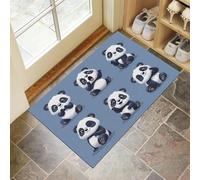 MULERN Tapis Entree Interieur 60x90cm, Drôle Panda, Tapis de Sol Absorbant Antidérapant Mignon Dessin Animé, Paillasson Lavable Facile à Nettoyer, Paillasson Fin pour Couloir, Noir et Blanc