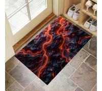 MULERN Tapis Entree Interieur 80x120cm, Art Abstrait Lava, Tapis de Sol Absorbant Antidérapant, Paillasson Lavable Facile à Nettoyer, Paillasson Fin pour Couloir, Noir Rouge
