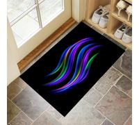 MULERN Tapis Entree Interieur 80x120cm, Bandes LED Néon, Tapis de Sol Absorbant Antidérapant Art Abstrait, Paillasson Lavable Facile à Nettoyer, Paillasson Fin pour Couloir, Noir