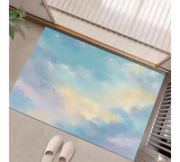 MULERN Tapis Entree Interieur 80x120cm, Paillasson Paysage Tranquille avec Motif Ciel De Rêve Petit Tapis Lavable en Machine Paillasson, Bleu Jaune Descente de Lit Chambre Adulte Antidérapant