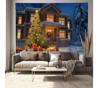 MULERN Tapisserie Murale 230x150cm, Tapisseries Noël, Couverture Tenture Murale Manoir Sapin De Noël Cadeaux Multicolore, Tapisserie de Literie Tissu Suspendue pour Décoration Chambre Salon