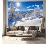MULERN Tapisserie Murale Soleil Neige, Hiver Style Azuré Tapisserie Tenture Murale, Tissu Imprimé Art Décoration d'intérieur pour Chambre Salon Collège Dortoir,(230x180cm)