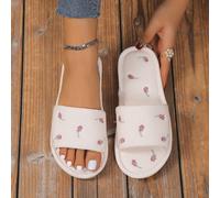 Mules à enfiler brodées avec nœud pour femmes, Chaussons d'intérieur moelleux pour toutes les saisons, Mules plates à une bride pour femmes, Chaussons d'intérieur CN36-37,CN38-39,CN40-41,CN42-43Motif 