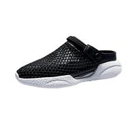 Mules à enfiler en maille respirante et décontractée pour homme - Chaussures aquatiques légères avec sangle de talon convertible - Chaussures de marche d'été, Noir , 41 1/3 EU