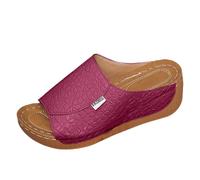 Mules à plateforme pour femme - Chaussures d'été orthopédiques avec semelle intérieure - Confortables et légères - Chaussures ouvertes - Pour mer, plage, jardin, rouge, 41 EU