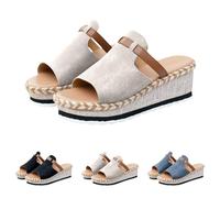 Mules à plateforme pour femme - Espadrilles d'été ouvertes - Largeur : | Chaussures à talon compensé - Élégantes - Respirantes - Chaussures d'été confortables pour les voyages et la vie quotidienne