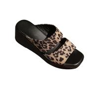 Mules à plateforme pour femme - Pantoufles d'été - Léo - Sandales compensées - Forme carrée - Chaussures d'été à enfiler - Sandales de plage respirantes - Sandales de loisirs lavables, gris, 38 EU