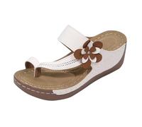 Mules à plateforme pour femme - Sandales compensées - Chaussures orthopédiques - Grande taille - Sandales d'été avec fleurs colorées - Sandales d'extérieur à bout ouvert