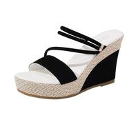 Mules à semelle épaisse à bout ouvert pour femme, sandales compensées à sangle réglable, chaussures de marche confortables, pantoufles légères respirantes romantiques à porter pour un rendez-vous