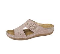 Mules à talon compensé pour femme - Sandales légères - Chaussons confortables - Chaussures de loisirs - Pour l'intérieur - Sandales d'extérieur décontractées avec fleurs, Rose, 39 EU