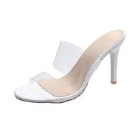 Mules à talons hauts pour femme - Brides transparentes - Robustes - Talon stiletto - Sandales élégantes - Sandales à enfiler - Chaussures de randonnée - Chaussures de fête - Chaussures de mariage