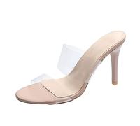 Mules à talons hauts pour femme - Brides transparentes - Robustes - Talon stiletto - Sandales élégantes - Sandales à enfiler - Chaussures de randonnée - Pour fête, mariage, plage - Chaussures de