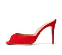 Mules à Talons Stiletto à Enfiler pour Femme Sandales à Bout Ouvert Séduisantes Mules à Talons Confortables Pompes élégantes pour Bals de Fin D'année et Tenues de Soirée,Rouge,44 EU