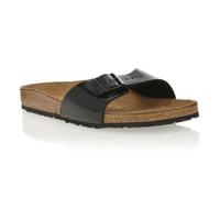 Mules Birkenstock Madrid Birko-Flor Vernis Noir Mixte - Semelle en Cuir 38