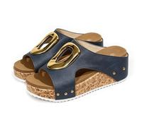 Mules compensée liège H-Bride Femme, Bout Ouvert
